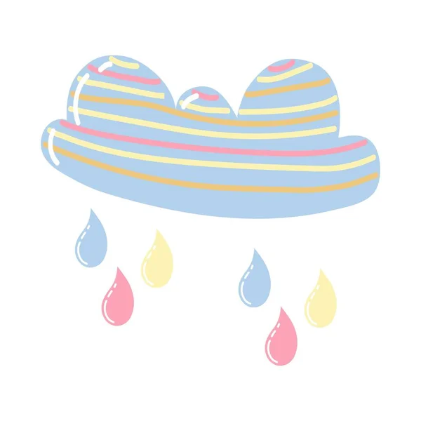 Doodle icon with colorful cartoon rain and cloud — Stock Vector