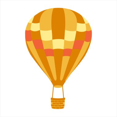 Orange striped hot air balloon with basket