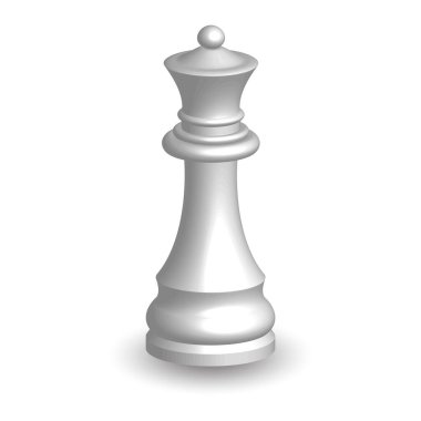 Beyaz arkaplanda beyaz satranç taşı kraliçesi 3d.