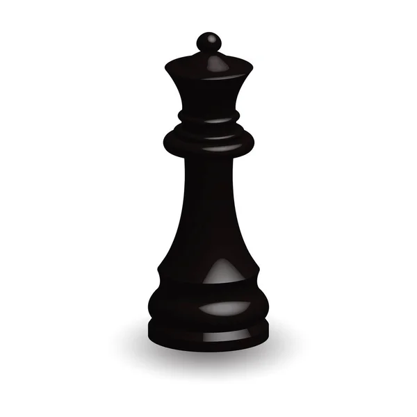 Pièce d'échecs noire reine 3d sur fond blanc. — Image vectorielle