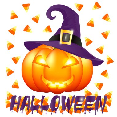 Balkabağı ve tatlı ile vektör illüstrasyon.