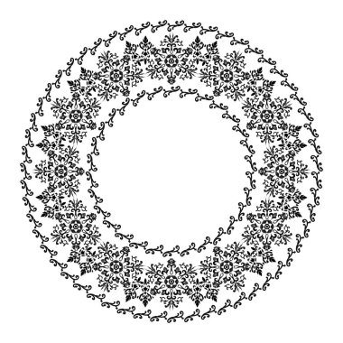 Çiçek oymalı yuvarlak çerçeve. Tasarım için.