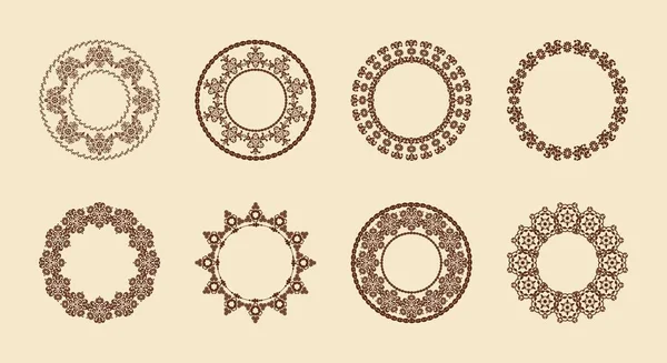 Moldura redonda Pattern.Vector conjunto de ornamentos — Vetor de Stock