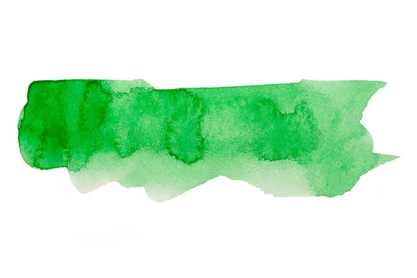 Penseel Groene Aquarel Waterverf Hand Getrokken Geïsoleerde Wassen Witte Achtergrond — Stockfoto