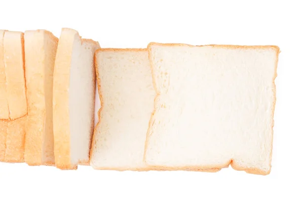 白い背景に隔離された新鮮なおいしい全粒粉パンをご覧ください パンの切り身のイメージです クリッピングパス — ストック写真