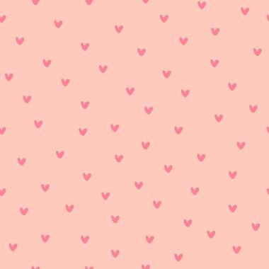 Çizgi film kalpleriyle kusursuz desen. Renkli vektör düz stili. El çizimi. Sevgililer Günü. Baskı, ambalaj, kumaş için romantik tasarım.