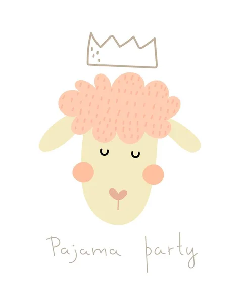 Πιτζάμα Πάρτι Πρόβατο Καρτούν Επίπεδη Διανυσματική Απεικόνιση Για Παιδιά Baby — Διανυσματικό Αρχείο