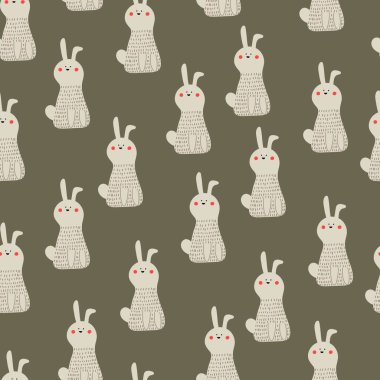Tavşanlı kusursuz desen. Çocuklar için renkli vektör düzlüğü. El çizimi. bebek tasarımı kumaş, baskı, ambalaj, tekstil