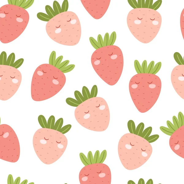 Modèle Sans Couture Avec Des Fraises Dessin Animé Vecteur Coloré — Image vectorielle