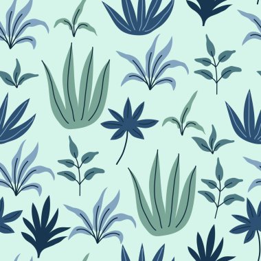 Çizgi film bitkilerinde kusursuz desen. Çocuklar için renkli düz vektör tarzı. El çizimi. bebek tasarımı kumaş, baskı, ambalaj, tekstil