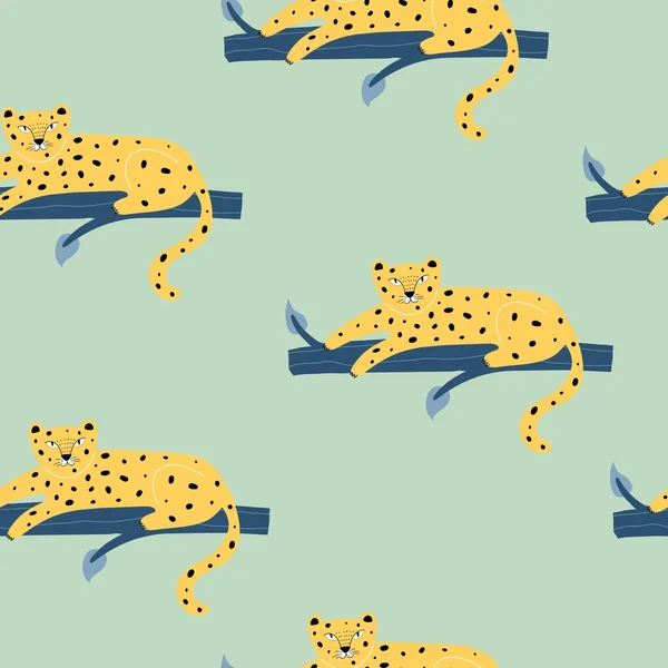 Seamless pattern with leopards. colorful vector for kids. hand drawing, flat style. baby design for fabric, print, textile, wrapper