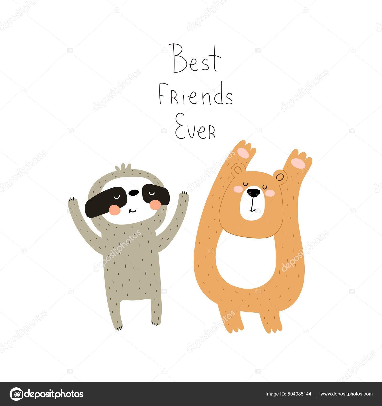 Vetores de Cute Personagens De Desenhos Animados De Letras Bff Melhores  Amigos Para Sempre A Sorrir e mais imagens de Abraçar - iStock