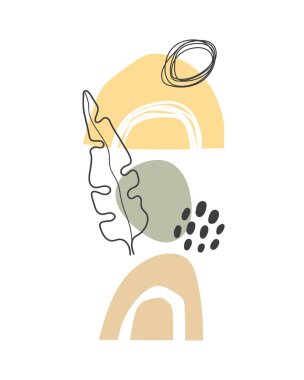 Çizgi film yaprağı, farklı şekiller, soyut figürler. Renkli düz vektör çizimi, el çizimi. baskılar, posterler, kartlar için dizayn