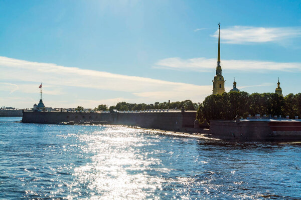 View of the Neva river from the Trinity bridge. Saint Petersburg