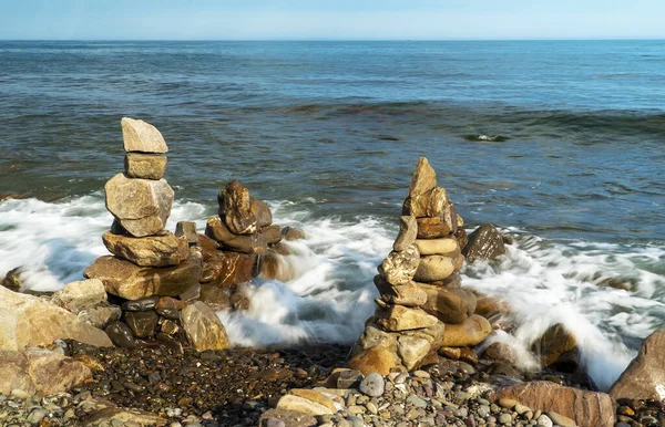 Pyramids Sea Stones Seashore Entrance Sea — Zdjęcie stockowe