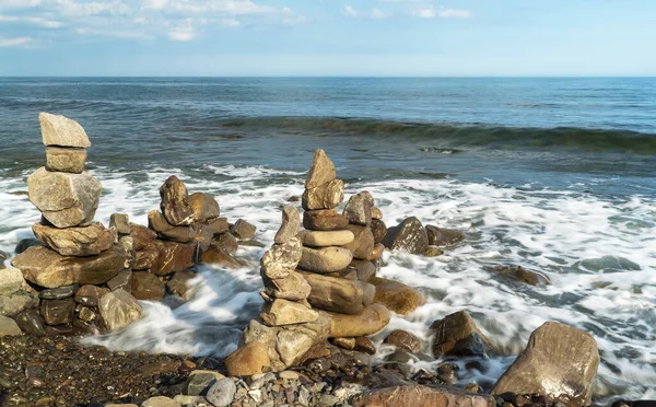 Pyramids Sea Stones Seashore Entrance Sea — Zdjęcie stockowe