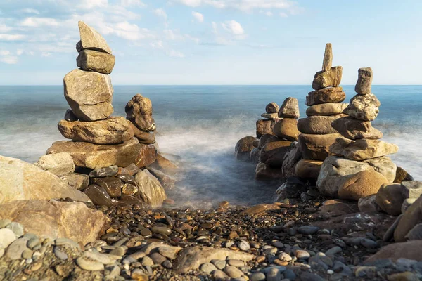 Pyramids Sea Stones Seashore Entrance Sea — Zdjęcie stockowe