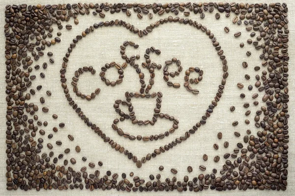 The words Coffee from coffee beans. — Stock Photo, Image