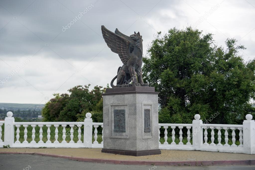 bronze statue of a Griffin in Kerch .
