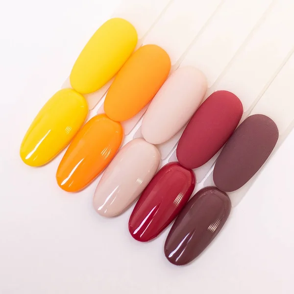 Paletas Cor Outono Gel Unha Polonês Para Manicure Pedicure Fundo — Fotografia de Stock