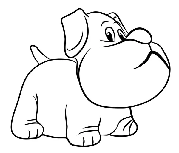 Hayvanlar aleminde. Çizgi film. Bir köpek resmi. Siyah beyaz çizim, renklendirme.