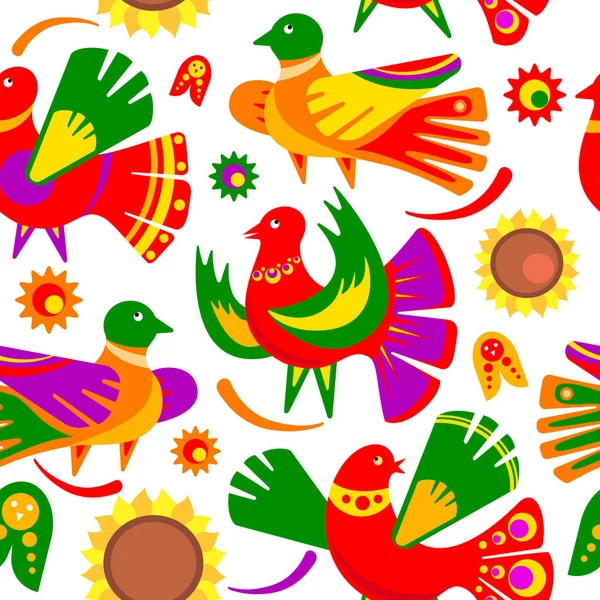 Muster Nahtloses Muster Mit Floralen Romantischen Elementen Vögel Für Ihr — Stockvektor