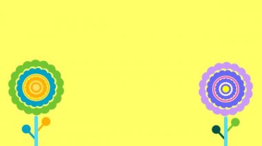 Renkli arka planda dekoratif çiçeklerin canlandırması. Tasarım için arkaplan.