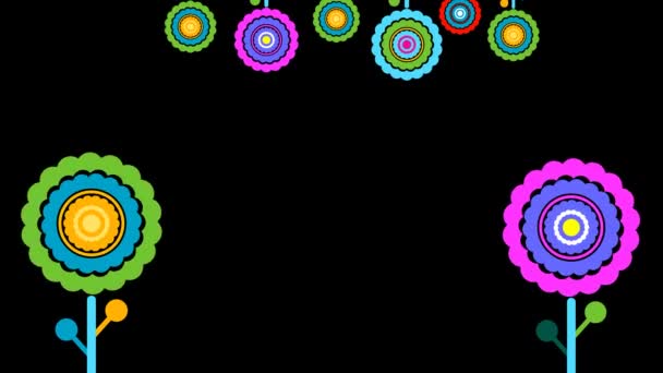 彩色背景上装饰花的动画 设计的背景 — 图库视频影像
