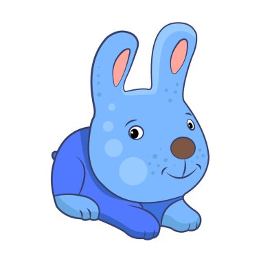 Hayvanlar aleminde, tavşan. Renkli komik hayvanlar. Kitaplar için çocuk çizimi.