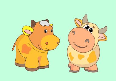 Hayvanlar aleminde inek. Renkli komik hayvanlar. Kitaplar için çocuk çizimi.