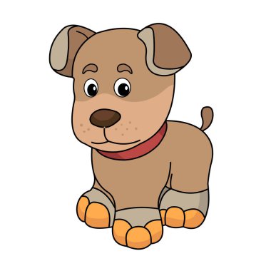 Hayvanlar aleminde. Köpek. Renkli komik hayvanlar. Kitaplar için çocuk çizimi.