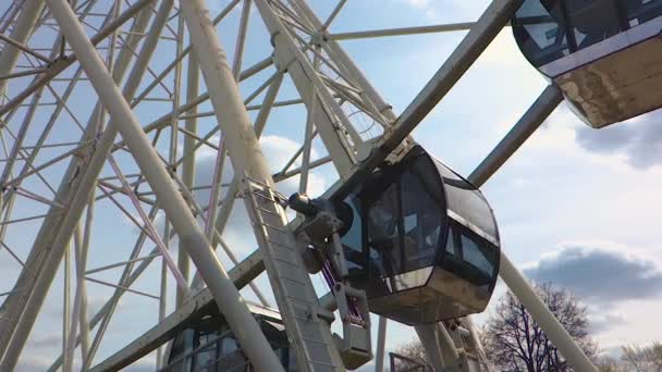 Ferris Wheel Atracție Mecanismul Rotație Roții Aproape — Videoclip de stoc