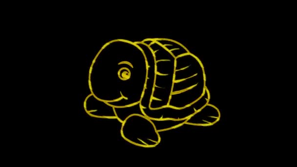 Lustige Tiere Schildkröte Neonlicht Gestaltung Von Werbebannern Und Webseiten Ein — Stockvideo