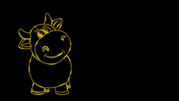 Funny Animals Cow Neon Light Design Advertising Banners Websites Glowing — Stock Video