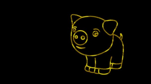 Lustige Tiere Schweinchen Neonlicht Gestaltung Von Werbebannern Und Webseiten Ein — Stockvideo