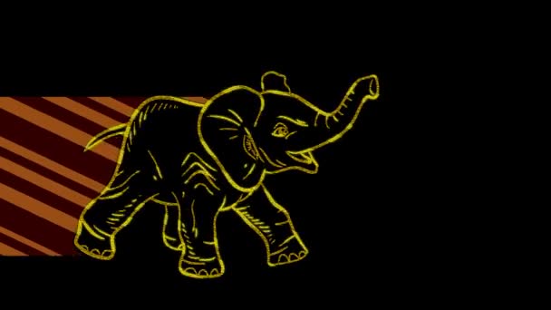 Funny Animals Elephant Neon Light Design Advertising Banners Websites Glowing — Stock Video