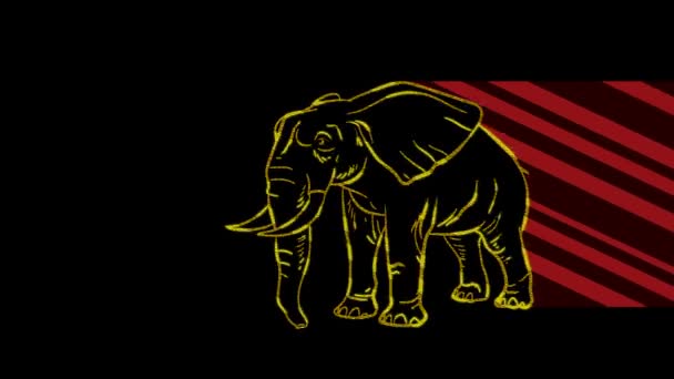 Funny Animals Elephant Neon Light Design Advertising Banners Websites Glowing — Stock Video