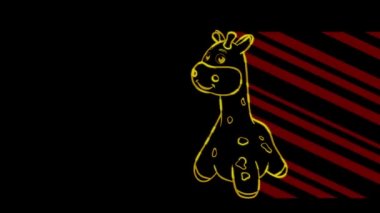 Komik hayvanlar, zürafa. Neon ışığı. Reklam pankartları ve web siteleri tasarımı. Parlayan bir işaret..
