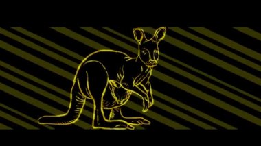 Komik hayvanlar, kangurular. Neon ışığı. Reklam pankartları ve web siteleri tasarımı. Parlayan bir işaret..