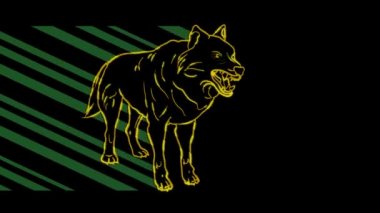 Komik hayvanlar, kurt. Neon ışığı. Reklam pankartları ve web siteleri tasarımı. Parlayan bir işaret..