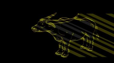 Komik hayvanlar, inek. Neon ışığı. Reklam pankartları ve web siteleri tasarımı. Parlayan bir işaret..