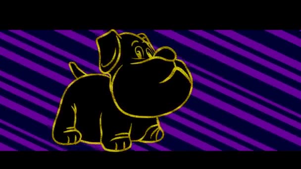 Funny Animals Dog Neon Light Design Advertising Banners Websites Glowing — Stock Video