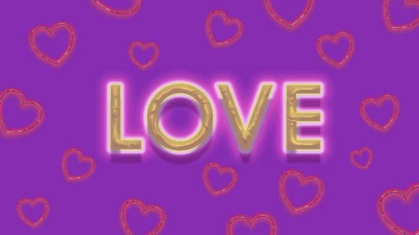 Πινακίδα Νέον Ρετρό Νέον Σύμβολο Αγάπης Έγχρωμο Φόντο Ευχετήρια Κάρτα — Αρχείο Βίντεο
