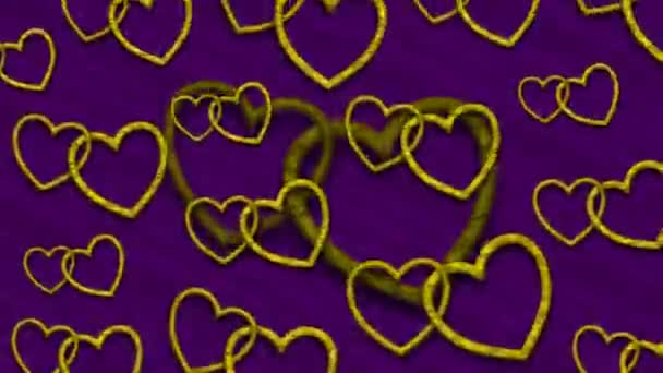 Leuchtend Goldenes Schild Retro Goldenes Liebeszeichen Auf Farbigem Hintergrund Grußkarte — Stockvideo