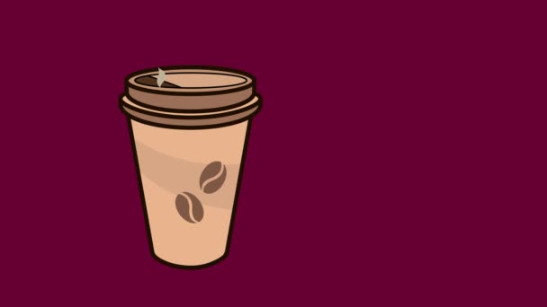 Croissants Café Animación Sobre Fondo Color Para Diseño Web — Vídeo de stock