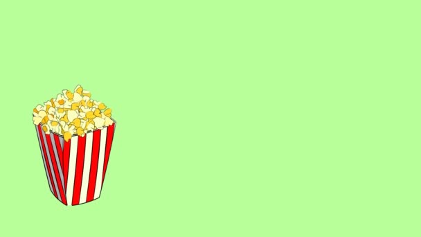 Popcorn Plovoucí Papírový Pohár Popcornem Barevném Pozadí — Stock video