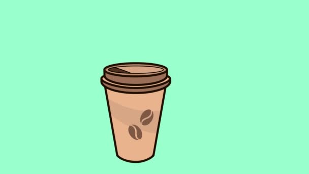 Donuts Und Kaffee Animation Auf Farbigem Hintergrund Für Design Web — Stockvideo