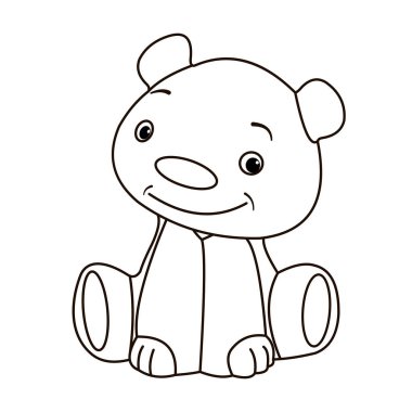 Hayvanlar, çocuklar için boyama kitabı. Siyah beyaz görüntü, ayı..