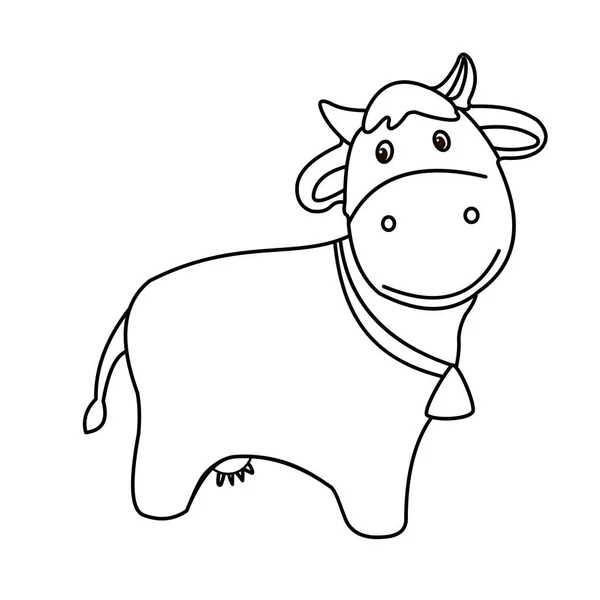 Тварини Розмальовки Дітей Чорно Біле Зображення Корова — стокове фото