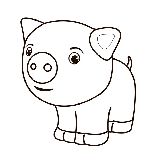 Animals, coloring book for kids. Black and white image, Piggy